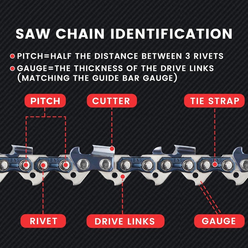 ES 3 Pack 20 Inch Chainsaw Chain .325" Pitch .050" Gauge 78 Drive Links Semi-Chisel Chain Saw Chains for Husqvarna, Poulan, Craftsman, Greenworks and More Chainsaw Brands - Image 5
